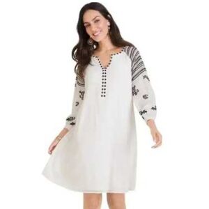 Chico's White Dress with Black Embroidery Chico’s Size 0.5